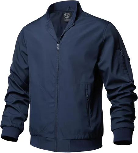 Vista 11 de TLZC Chaqueta bomber de moda para hombre, chaqueta cortavientos ligera para golf, abrigo resistente al viento
