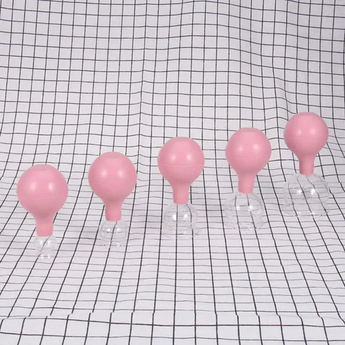 Vista 8 de Masaje corporal de goma y vidrio de ventosas al vacío tazas de ahuecamiento corporal chino 5pcs (rosa)