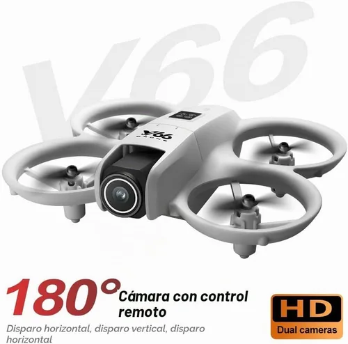 Vista 4 de Dron pequeño RC con cámaras duales, protector de hélices, mantenimiento de altitud, despegue con una tecla, giros 3D, 2 baterías, evitación Naranja