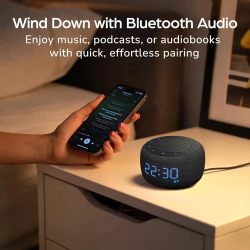 Vista 9 de BUFFBEE Reloj despertador con altavoz Bluetooth con radio FM, sonido de alta fidelidad, atenuador de rango completo, radio despertador enchufado