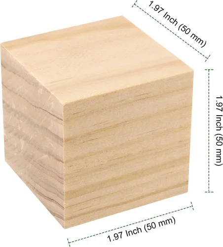 Vista 2 de PINGEUI 70 cubos de madera de 2 x 2 x 2 pulgadas, bloques de madera sin terminar, pequeños bloques cuadrados de madera maciza para proyectos