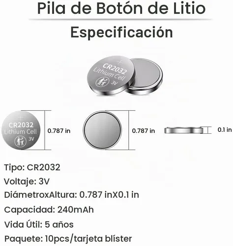Vista 3 de PGSONIC Batería de litio CR2032 de 3 V (10 unidades), compatible con AirTag, llaveros, sensores inteligentes, básculas, velas y más