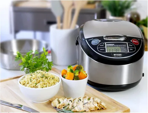 Vista 3 de TIGER JAX-T10U-K - Olla Arrocera y Calentador Micom de 5.5 Tazas (Sin Cocinar) con Tecnología de Bandeja de Cocción al Vapor de Alimentos Tacook