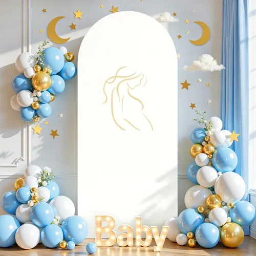 Vista 240 de Baby Blue Arch Backdrop Cover, 6FT Spandex Fitted Wedding Arch Stand Covers Round Top Chiara Backdrop Cover for Birthday Party Ceremony Banquet Azul