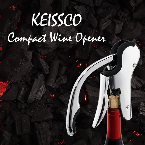 Vista 2 de Abrebotellas de vino de acero inoxidable Sacacorchos vertical compacto Abrebotellas de vino con cortador de lámina