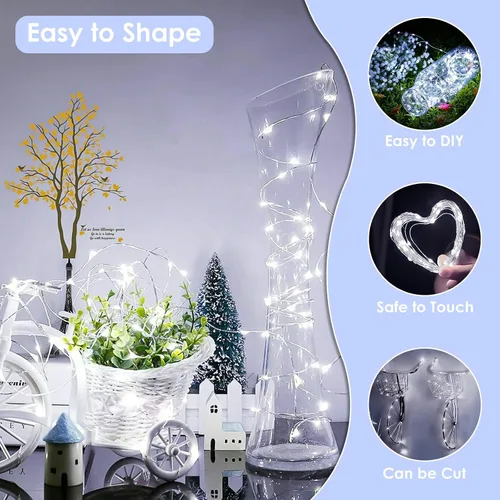 Vista 4 de Guirnalda de luces LED enchufables de 33 pies, impermeable, para exteriores e interiores, 8 modos con temporizador, luz de Navidad, decoración