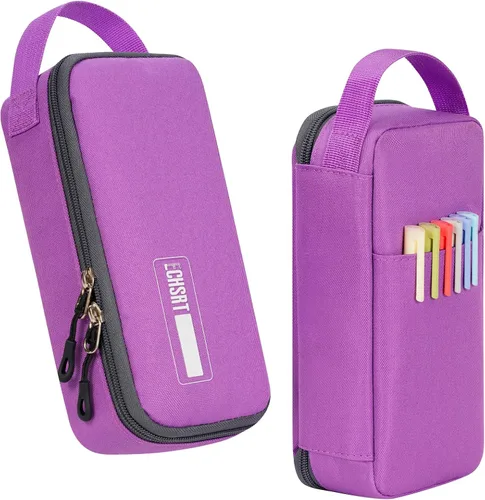 Vista 12 de ECHSRT Estuche grande para lápices, estético, portátil, con cremallera, bolsillo oculto, bolsa especial para hombres, mujeres y adultos, organizador