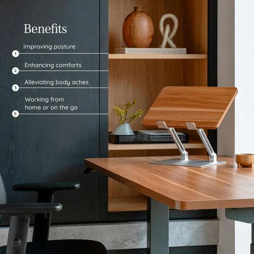 Vista 6 de Branch Soporte ajustable para portátil, elevador portátil de madera para Woodgrain