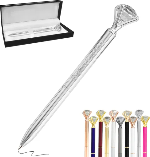 Vista 52 de Aolun 10 bolígrafos de diamantes con cristal personalizados a granel, bolígrafo de metal personalizado con nombre grabado, regalos de texto