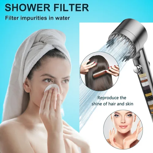 Vista 3 de Filtro de agua de repuesto para cabezal de ducha de mano, compatible con PWERAN y sistema de filtro de mano Fitespot, elimina metales pesados