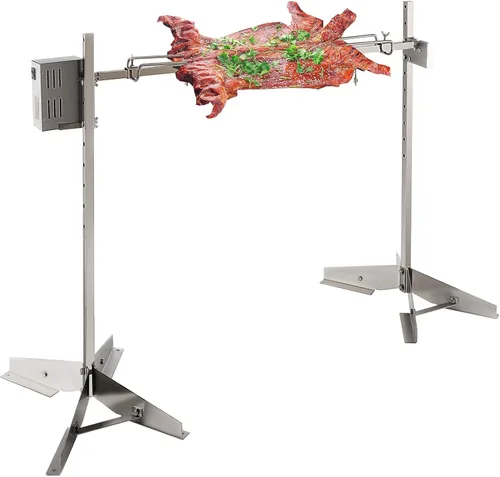 Vista 8 de DEWOSEN Asador con espetón de parrilla de 50W, 51 pulgadas, parrilla BBQ para exterior, pequeño, para asar cerdo y cordero, 132LBS/60KG, de acero