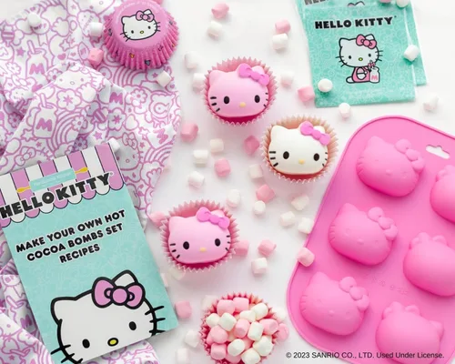 Vista 5 de Handstand Kitchen Hello Kitty - Juego de bombas de cacao caliente con molde de silicona, espátula y mucho más