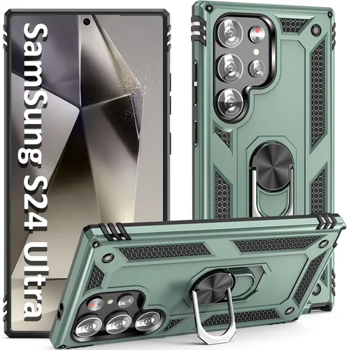 Vista 15 de Funda S24 Plus, S25 Plus, para Samsung S24+/S25+, con anillo de soporte, soporte ajustable, grado militar, protección resistente, a prueba de Azul