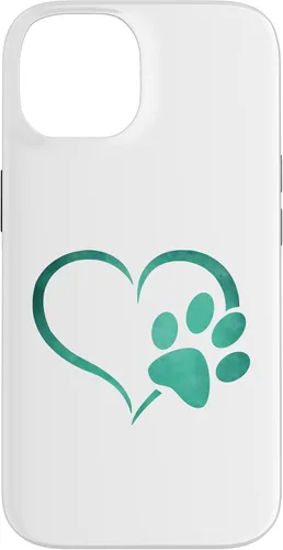 Vista 4 de Vintage green Dog Paw Print heart For Dogs Lover Case for iPhone 16