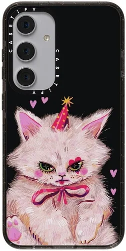 Vista 187 de CASETiFY Funda de impacto para Galaxy S22+ - Adhesivo Aries Moross, color negro transparente