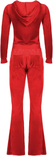 Vista 5 de Stessotudo Women 2 Piece Outfits Trendy Velvet Travel Matching Sets Zip Up Long Sleeve Hooded Tops Casual Fashion Pant Sets