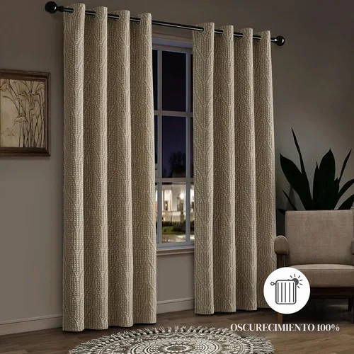 Vista 3 de Cortinas opacas de jacquard blanco y arena cálida, 52 pulgadas de ancho y 96 pulgadas de largo, 2 paneles, aislamiento térmico, reducción de ruido