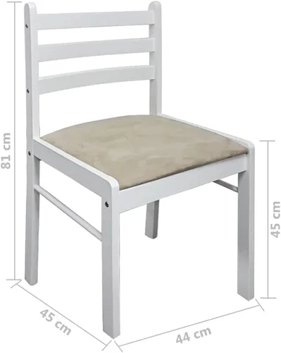 Vista 6 de White Farmhouse Dining Chairs Set of 4 Solid Rubber Wood Upholstered Velvet Kitchen Chairs with Square Backrest and Soft Cushion for Dining Room