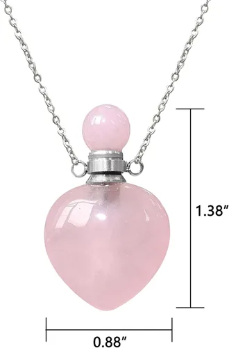 Vista 33 de Perfume Bottle Necklace Heart Shape, Amethyst Necklace Healing Crystal for Women, Essential Oil Diffuser Bottle Necklace Jewelry for Liquid
