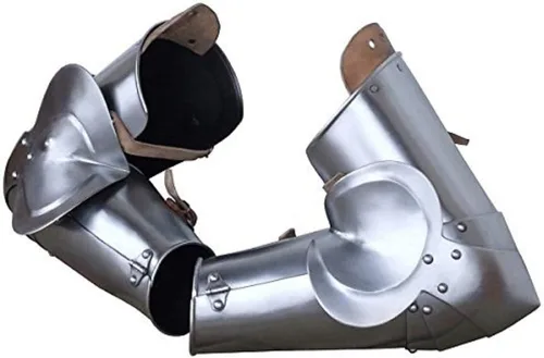 Vista 4 de Caballero Medieval Armadura de Brazo Completo Reebrace, Vambrace and Elbow Cops Silver, plateado