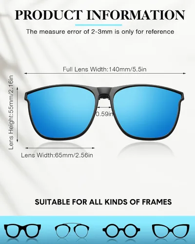 Vista 2 de 3 pares de lentes de sol polarizados de gran tamaño con clip, grandes antirreflejos, TR90, marco ligero y abatible, gafas de conducción para mujeres