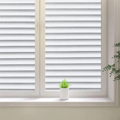 Vista 8 de Película para ventana con patrón de persianas, película de privacidad esmerilada para ventana, calcomanías decorativas de vinilo para ventana
