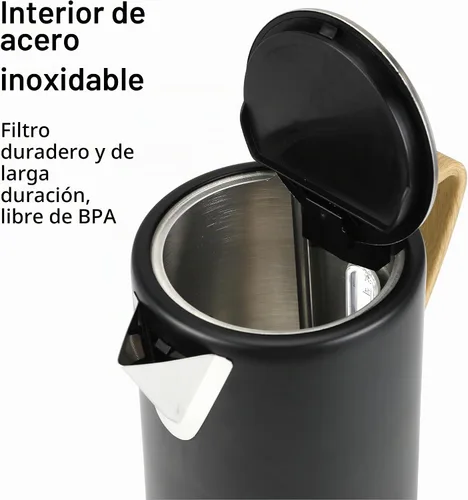 Vista 4 de PantryPro Hervidor eléctrico de ebullición rápida de 1.7L 1500W - Interior de acero inoxidable - Apagado automático, protección contra hervir