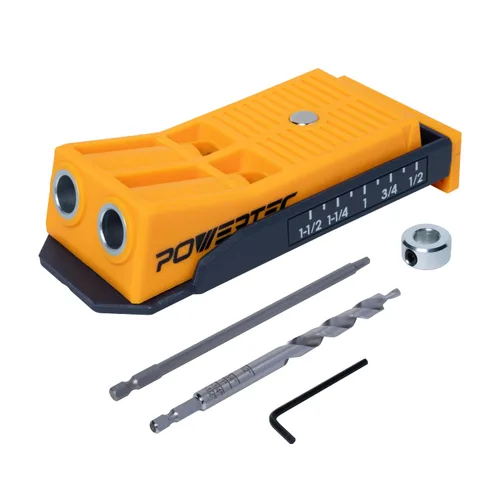 Vista 10 de POWERTEC 71933-P2 Broca de taladro de bolsillo con vástago hexagonal de 1/4 pulgadas, broca de repuesto con collar de tope de profundidad