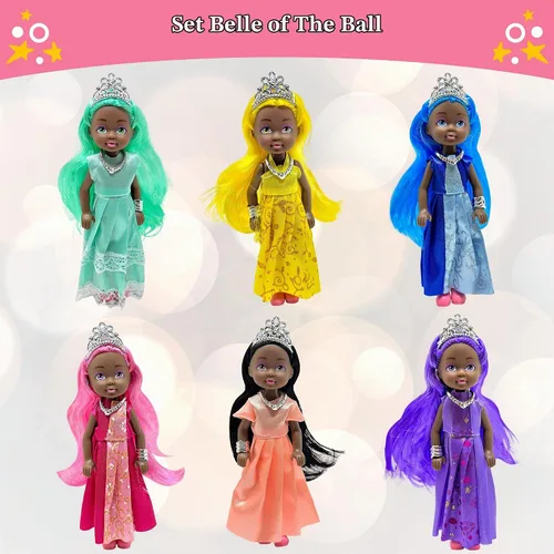 Vista 3 de Set de Muñecas Pequeñas con Mini Muñecas de Princesa para Niñas – Muñecas de Juguete de Princesa para Casa de Muñecas – Figuras Mini de Princesa