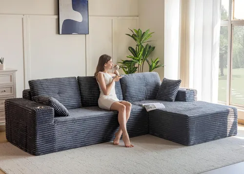 Vista 24 de MAXYOYO Sofá modular de 104 pulgadas con diván en forma de L, moderno sofá deshuesado para sala de estar, sofá en una caja, sofá de gran