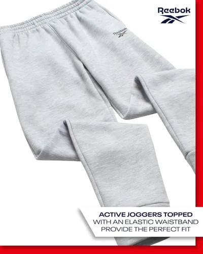 Vista 5 de Reebok Pantalones deportivos para niños, paquete de 2 pantalones deportivos de forro polar de rendimiento con bolsillos para correr y entrenar
