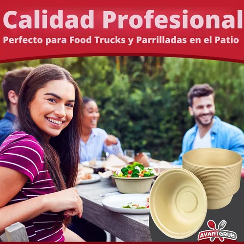 Vista 5 de Cuencos apilables de 11.5 onzas, a prueba de fugas, compostables, paquete de 25 unidades, resistentes y a base de plantas, aptos para microondas