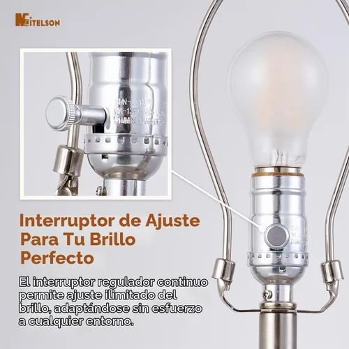 Vista 4 de Lámpara moderna de mediados de siglo con interruptor regulable y bombilla, lámpara de noche LED para dormitorio, lámpara de mesa de madera