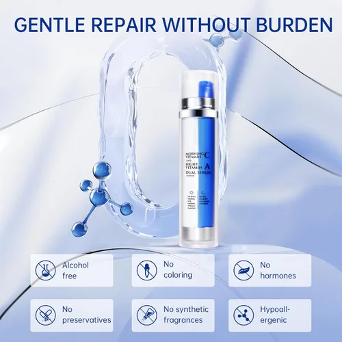 Vista 6 de Suero facial 2 en 1, vitamina C y suero facial de retinol, juego de cuidado de la piel antienvejecimiento con ácido hialurónico, niacinamida
