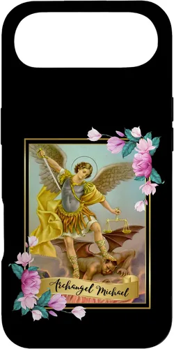 Vista 27 de Funda protectora para iPhone 17, diseño de ángel de la iglesia católica de San Miguel Arcángel