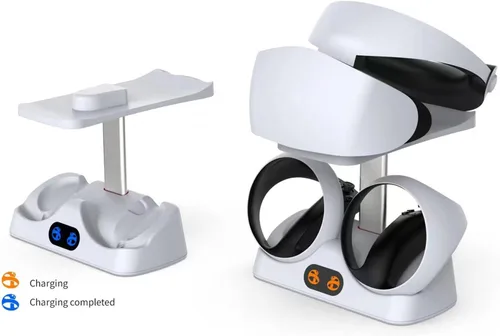 Vista 7 de Estación de carga para PS VR2, estación de carga PSVR 2 con soporte de pantalla para auriculares VR, estación de carga rápida con 2 puertos