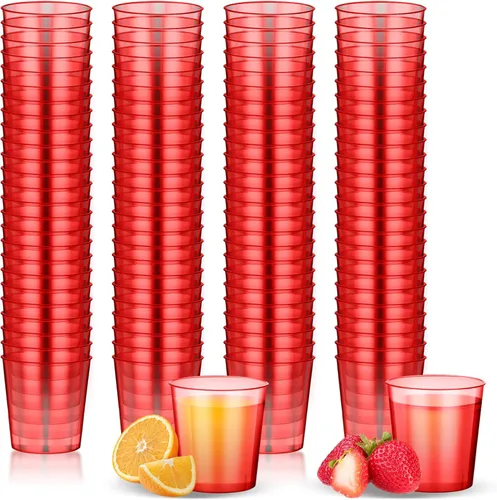 Vista 8 de Tioncy 100 vasos de chupito de plástico neón de 1 oz, vasos de chupito desechables de colores, mini vasos de fiesta para beber para cóctel, whisky