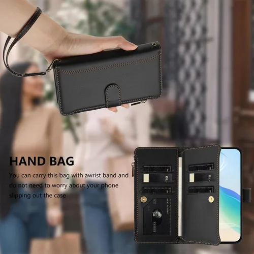 Vista 8 de bojioderf Compatible con Realme P1 Pro, compatible con Realme 12 Pro 5G / 12 Pro Plus 5G con cremallera cartera de piel sintética con función atril
