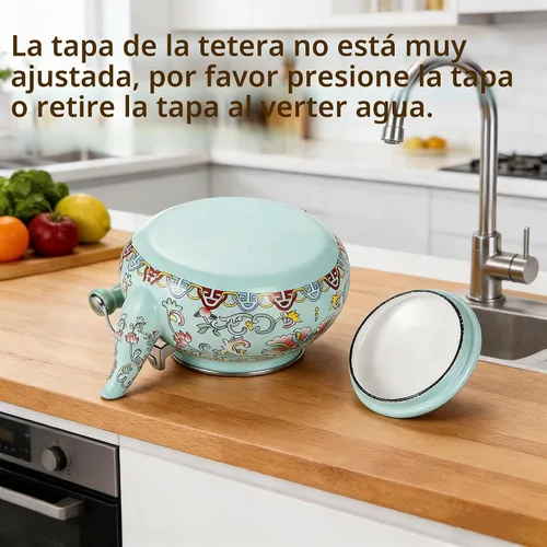 Vista 5 de Pumtus Hervidor de té esmaltado floral de 2.6 cuartos de galón, tetera esmaltada vintage, olla de café esmaltada en acero con mango de cerámica
