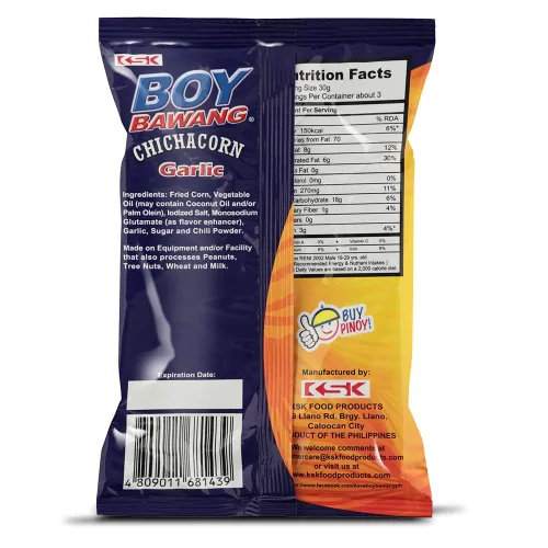Vista 3 de 3 paquetes Boy Bawang Chichacorn sabor ajo 3.54 onzas por paquete