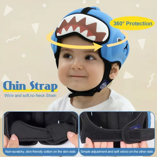 Vista 5 de Casco de seguridad para bebé para gatear y caminar – Protector de cabeza de bebé ultraligero ajustable de 10 a 24 meses, casco suave transpirable