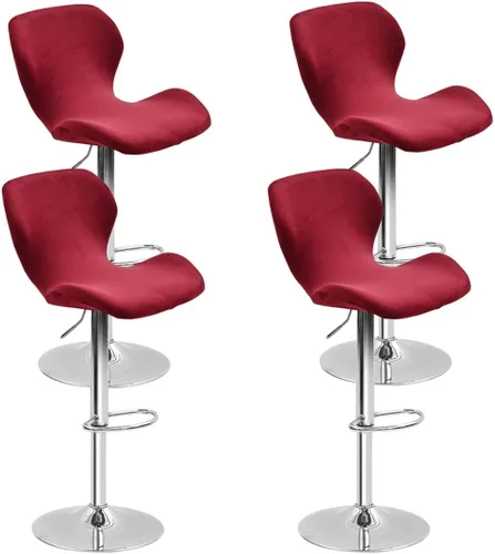 Vista 29 de Paquete de 2 fundas para sillas de bar de altura de mostrador, fundas giratorias de terciopelo para taburetes de bar, fundas elásticas para sillas
