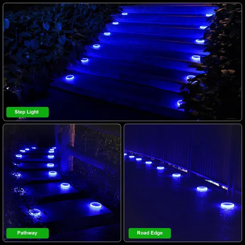 Vista 7 de YiLaie Luces Solares Azules para Muelle al Aire Libre Impermeables, Luces de Advertencia para Entrada Solares para Embarcaciones (Paquete de 4)