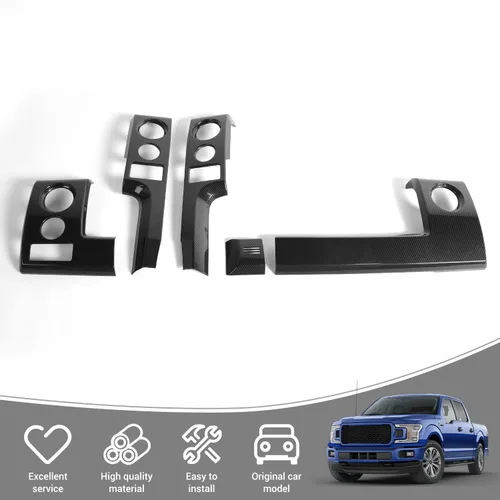 Vista 4 de para F150 Kit de Ajuste Interior de Fibra de Carbono, Ajuste de Cubierta de Panel de Tablero y Ajuste de Cubierta de Bisel del Interruptor de Faros