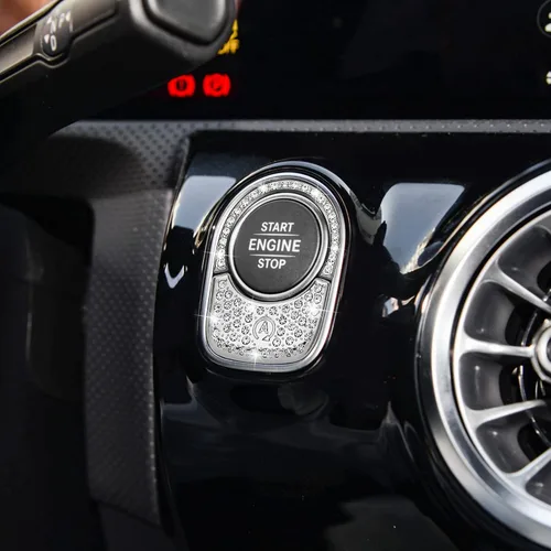 Vista 6 de TOMALL Bling - Cubierta para botón de encendido de motor de automóvil, compatible con Mercedes Benz GLB 2020, anillo de diamantes de imitación