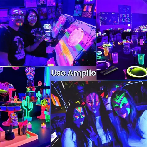 Vista 6 de Onforu Paquete de 2 barras de luz negra, luz negra LED con enchufe e interruptor, impermeable IP66 para fiesta brillante, dormitorio, Halloween