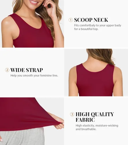 Vista 3 de Rosyline Camisetas sin mangas básicas sin mangas para mujer, 4 piezas, camisetas sin mangas