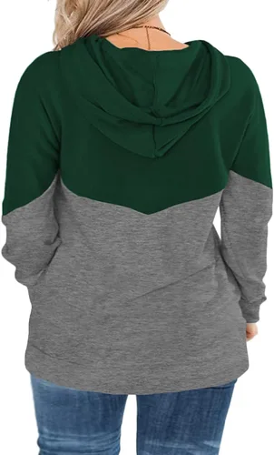 Vista 2 de VISLILY Sudaderas con capucha de talla grande para mujer con bloques