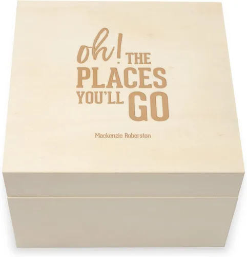Vista 9 de WEDDINGSTAR Caja de regalo de recuerdo de madera grabada personalizada con tapa extraíble - fuente de bloque