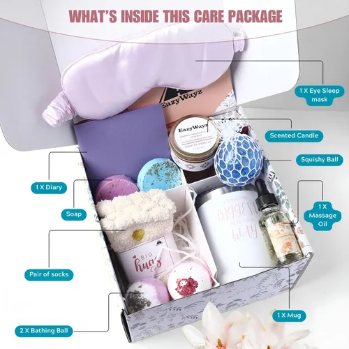 Vista 2 de Regalos para mujeres y hombres, paquete de cuidado personal de 11 piezas para amigos enfermos, caja de regalo de spa, regalos para mujeres después